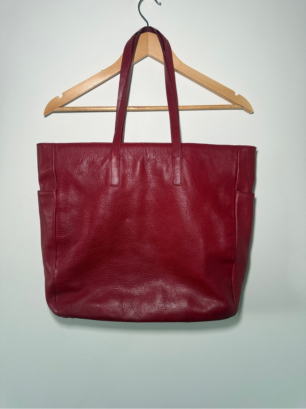 Express Design Studio Genuine Leather Red Large Tote Bag